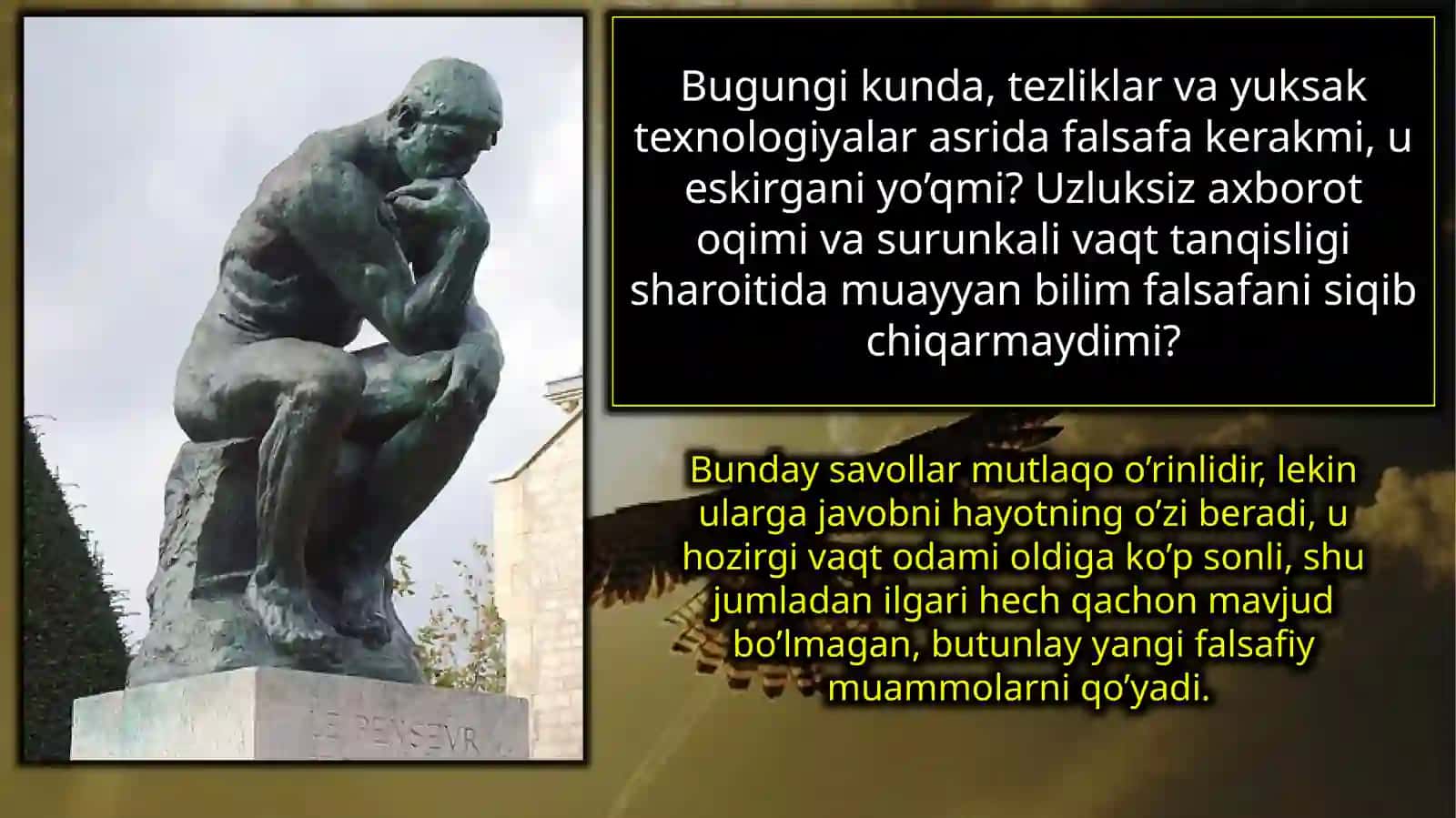 INSONIYATNING MUHIM MUAMMOLARINI HAL QILISHDA FALSAFANING ROLI 2