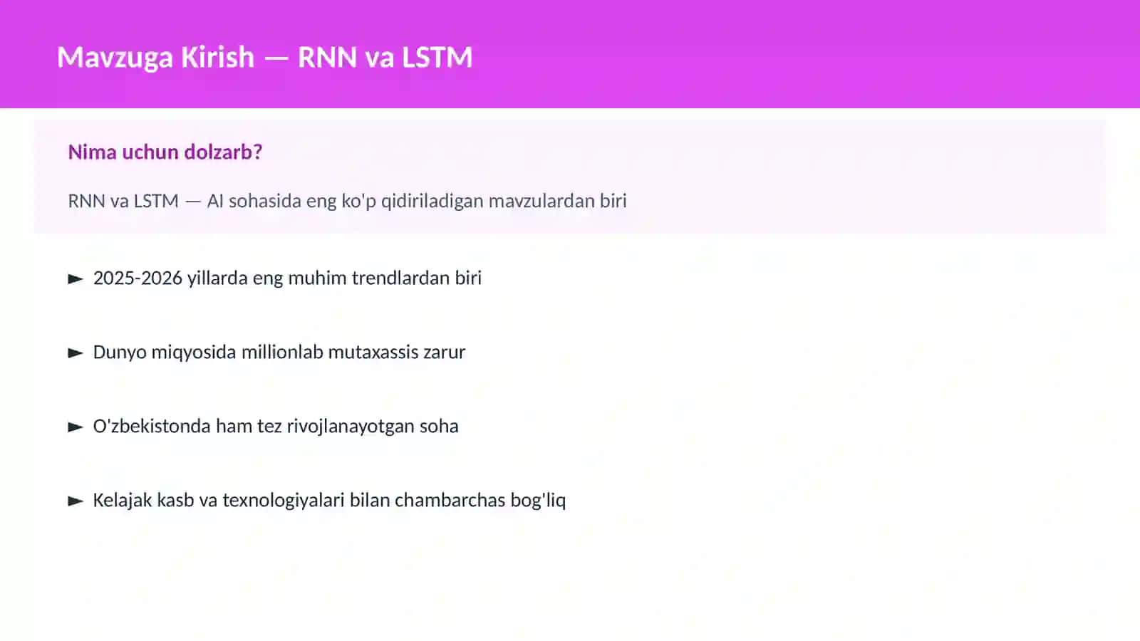 AI | DEEP LEARNING VA NEYRON TARMOQLAR 2