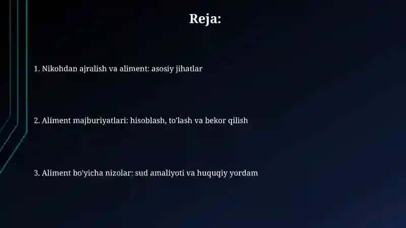 Nikohdan ajratish va aliment majburiyatlari 2