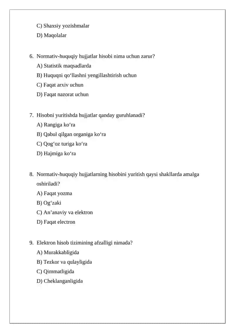 Normativ-huquqiy hujjatlarning hisobini yuritish 2