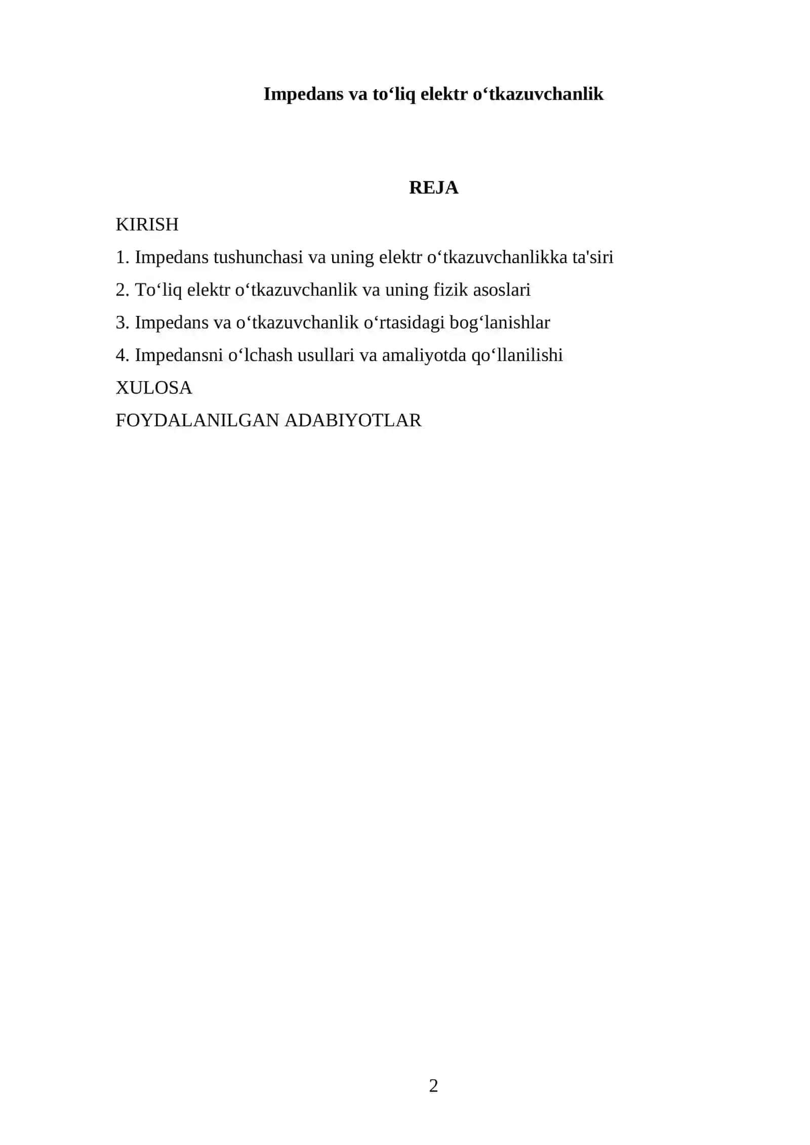 Impedans va to‘liq elektr o‘tkazuvchanlik 2