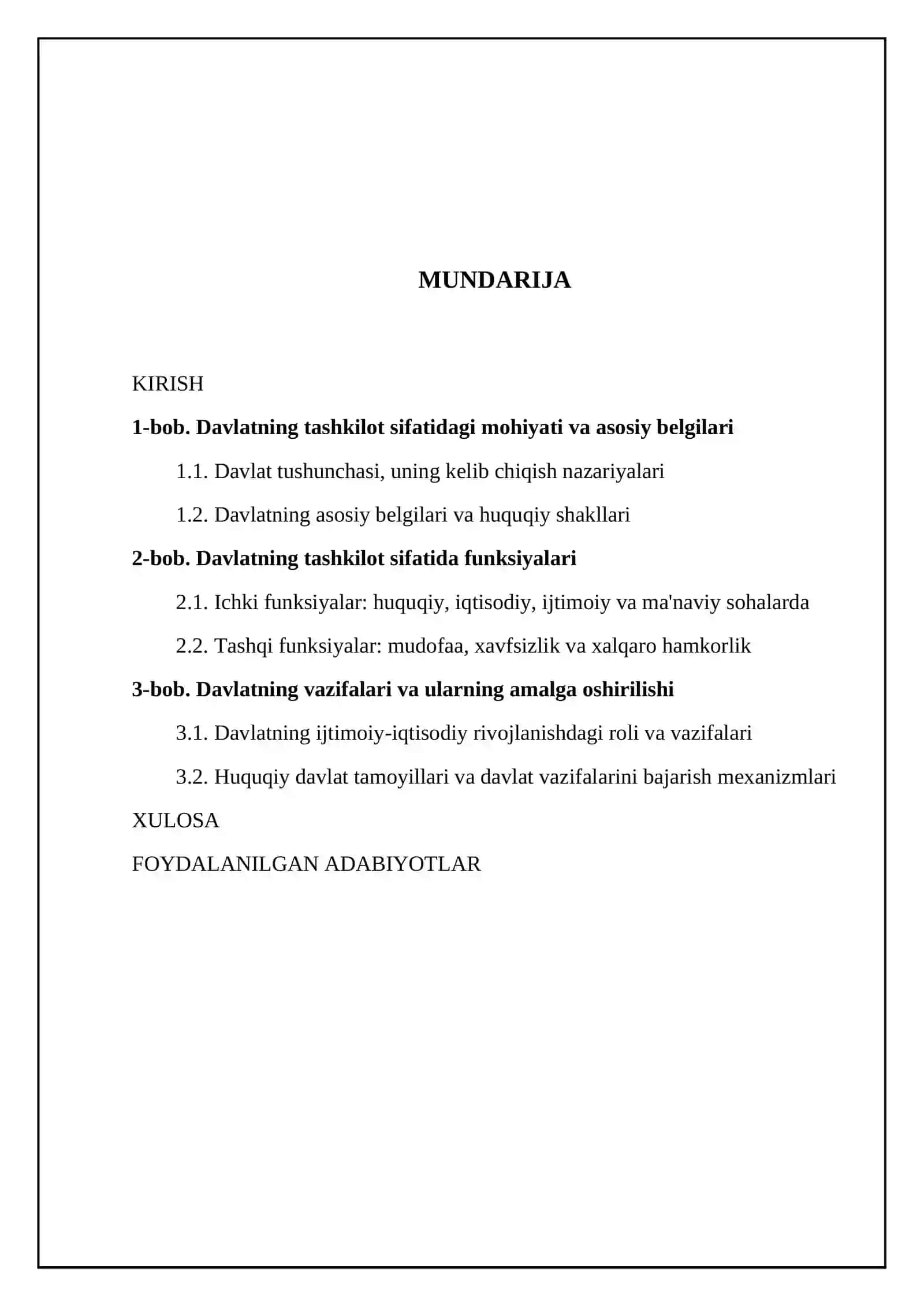 Davlatning tashkilot sifatida funksiyalari va vazifalari 2
