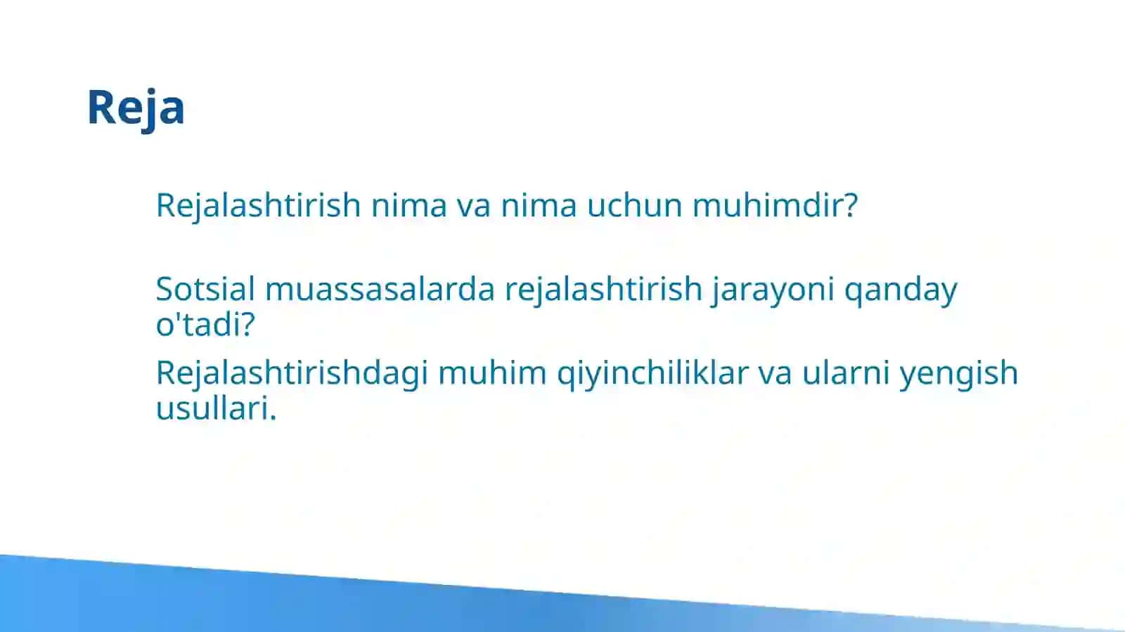 Sotsial muassasalarda rejalashtirish 2