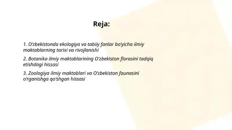 Oʻzbekistonda ekologiya va tabiiy fanlar boʻyicha ilmiy maktablarning tarixi va rivojlanishi 2