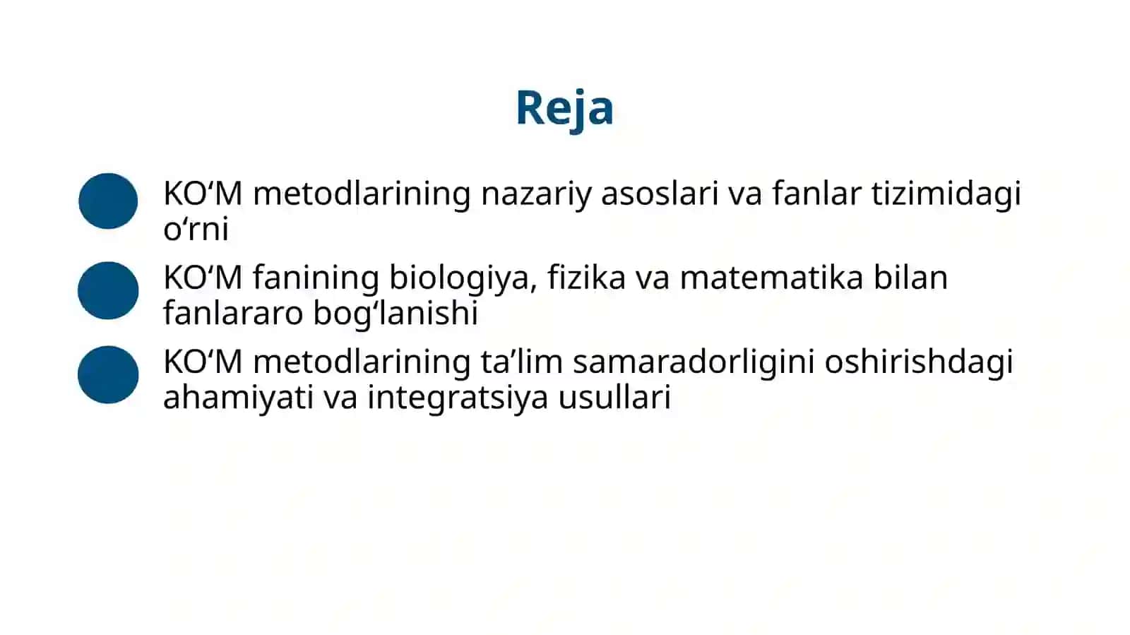 KO‘M FANINING BIOLOGIYA, FIZIKA, MATEMATIKA VA BOSHQA FANLAR BILAN FANLARARO BOG‘LANISHI 2