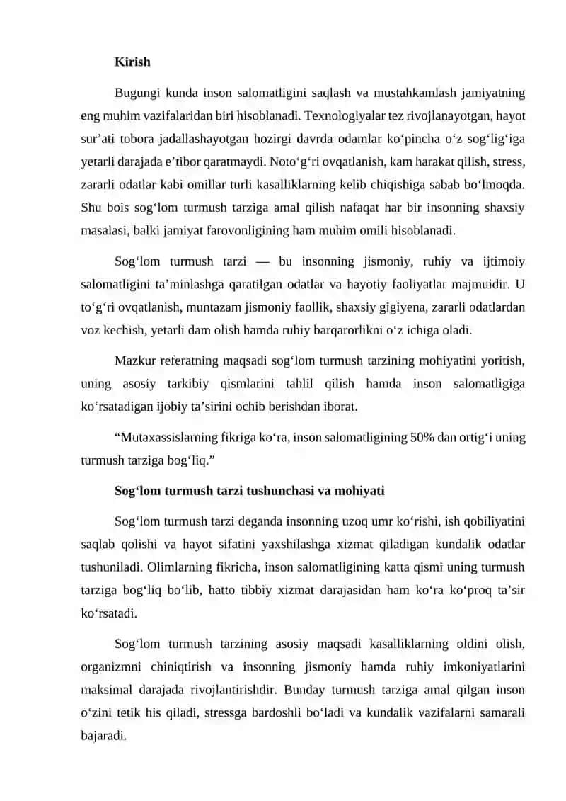 Sog‘lom turmush tarzi va uning inson salomatligidagi ahamiyati 2