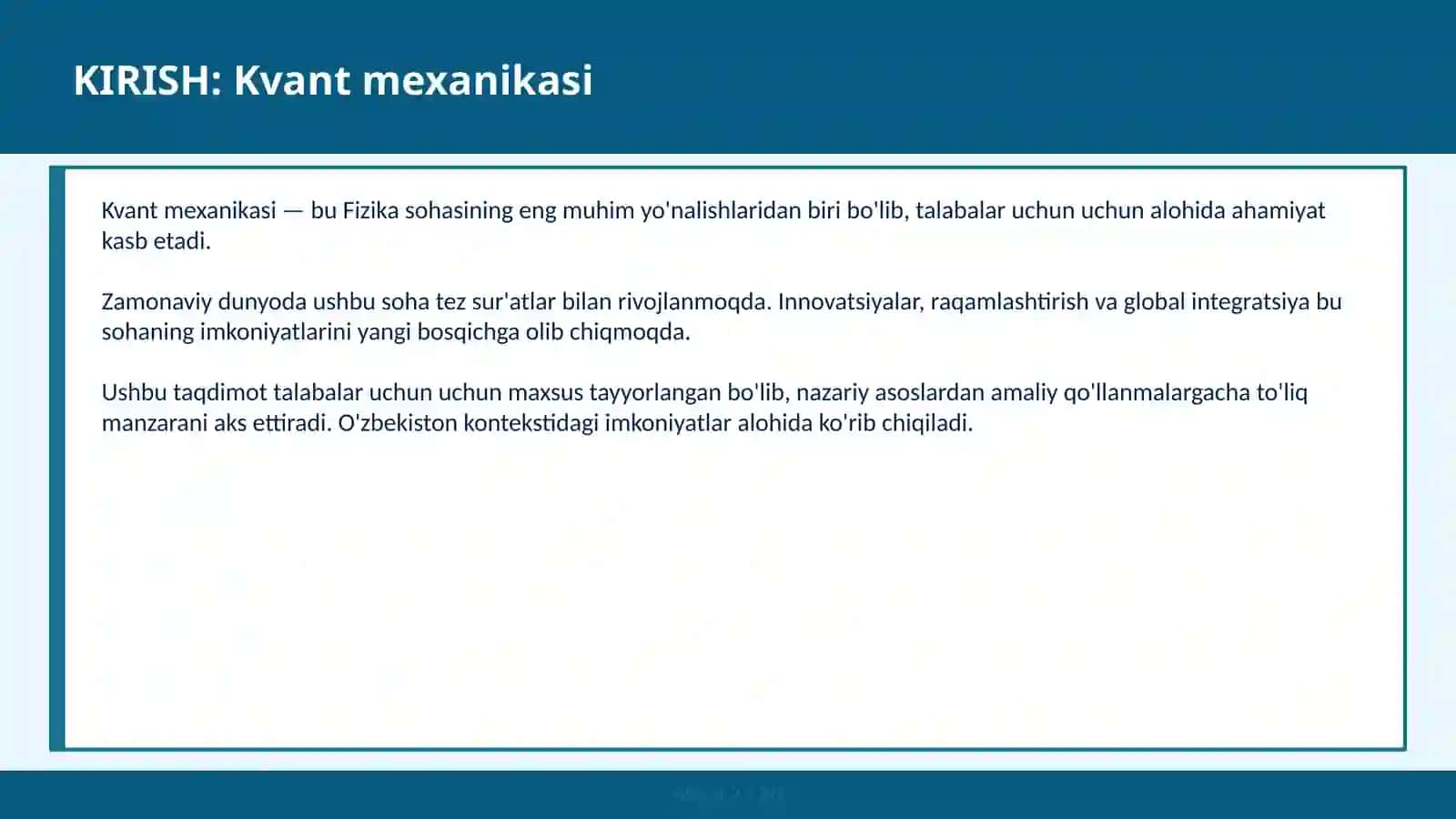 Kvant Mexanikasi 2