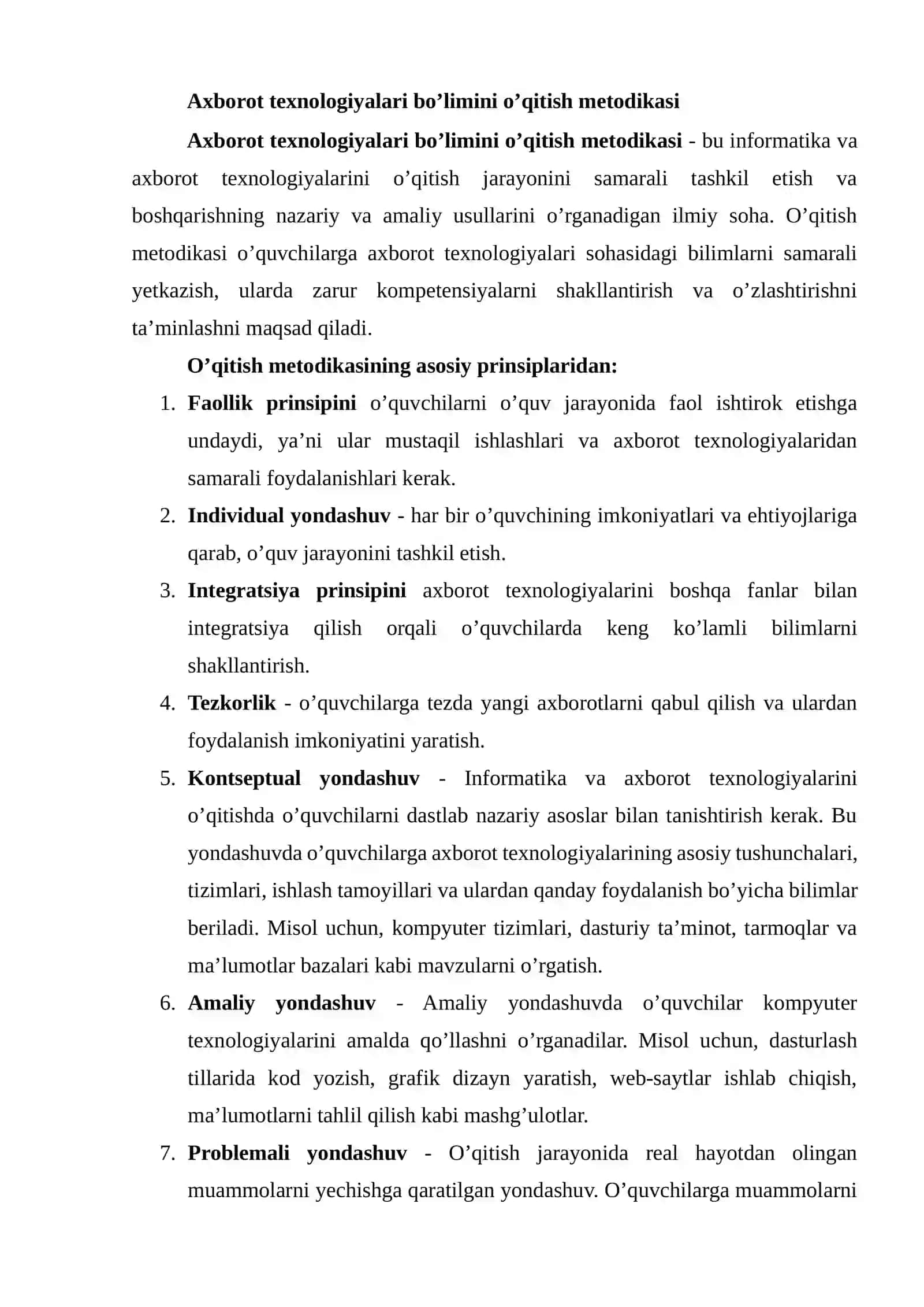 Informatika va Axborot Texnologiyalari O'qitish Metodikasi 2