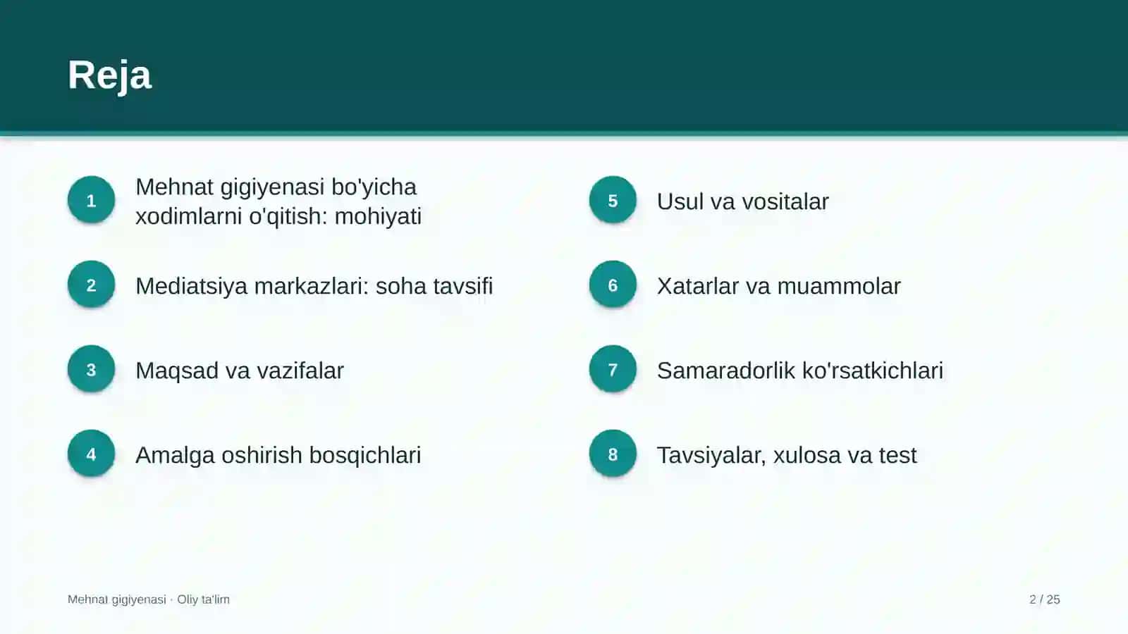 mediatsiya markazlarida mehnat gigiyenasi bo'yicha xodimlarni o'qitish 2682 2