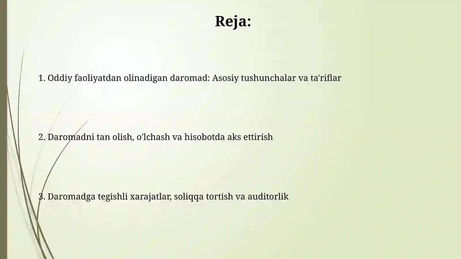 Odatdagi faoliyatdan olinadigan daromad 2