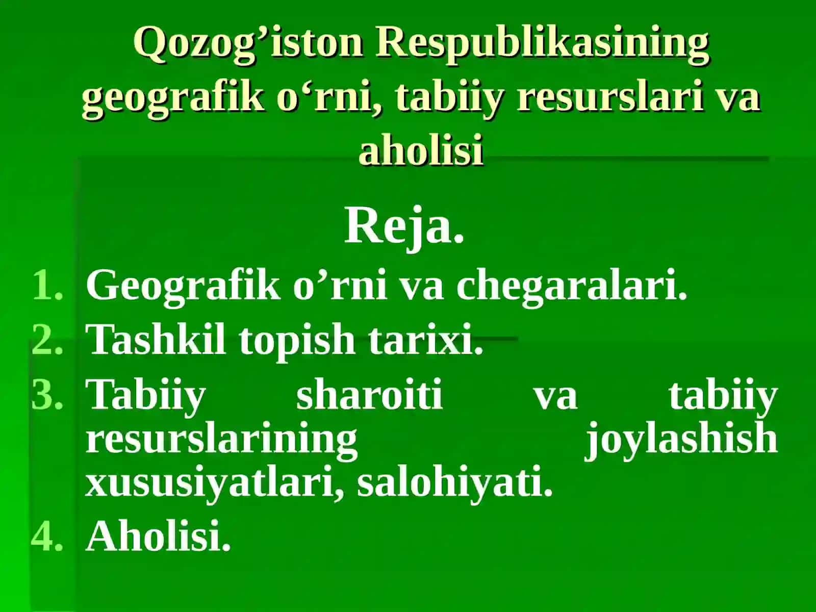 Qozog’iston Respublikasi Geografiyasi 2