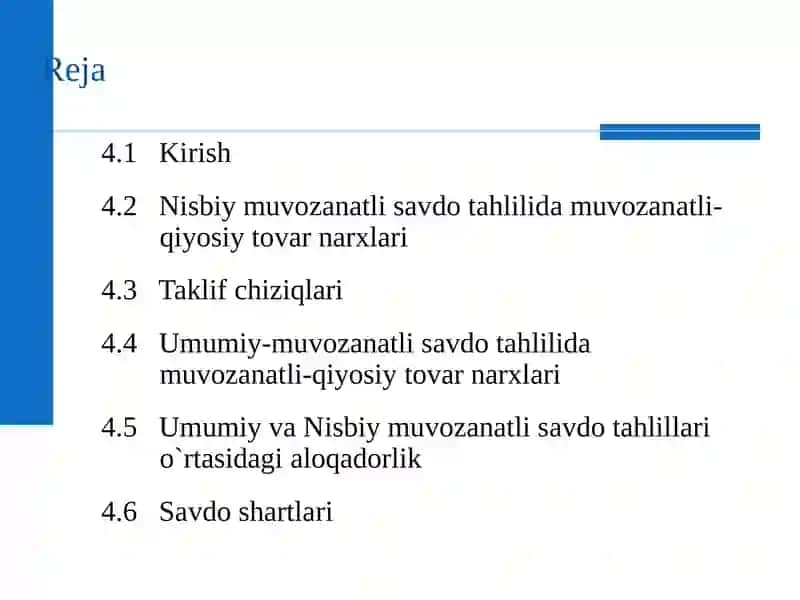 Talab va Taklif egri chiziqlari, hamda Savdo Shartlari 2