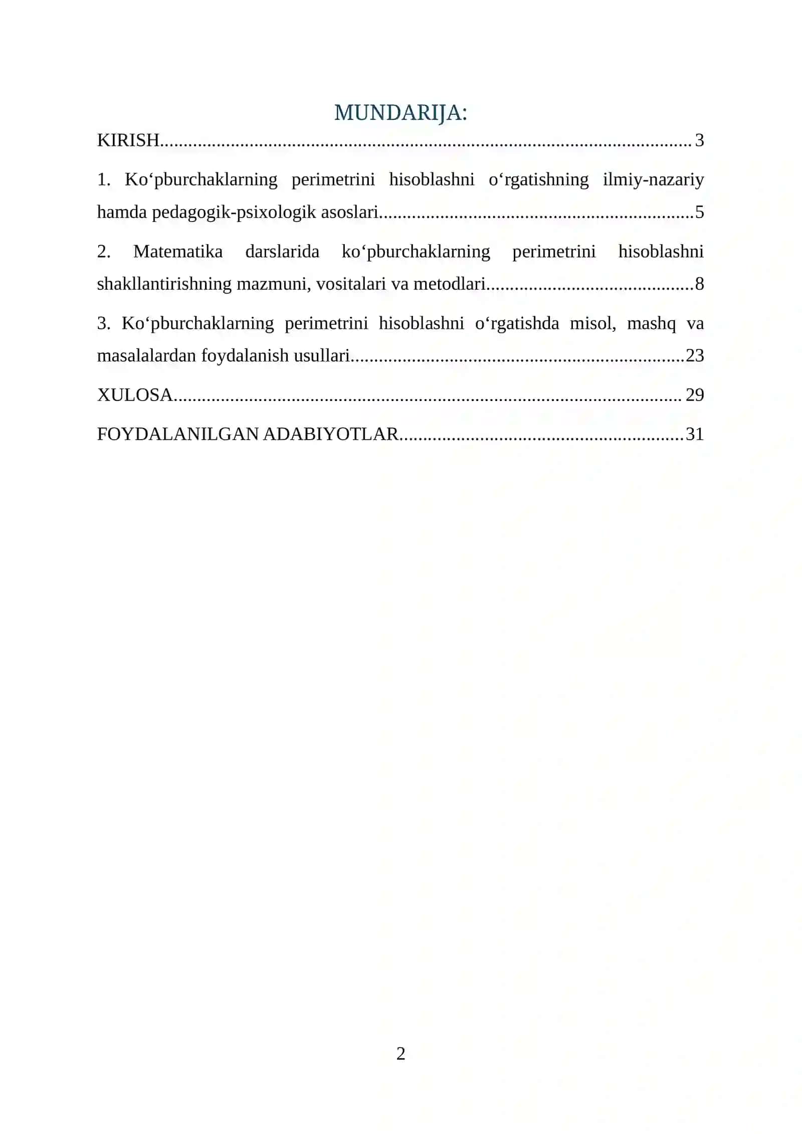 KO‘PBURCHAKLARNING PERIMETRINI HISOBLASH METODIKASI 2
