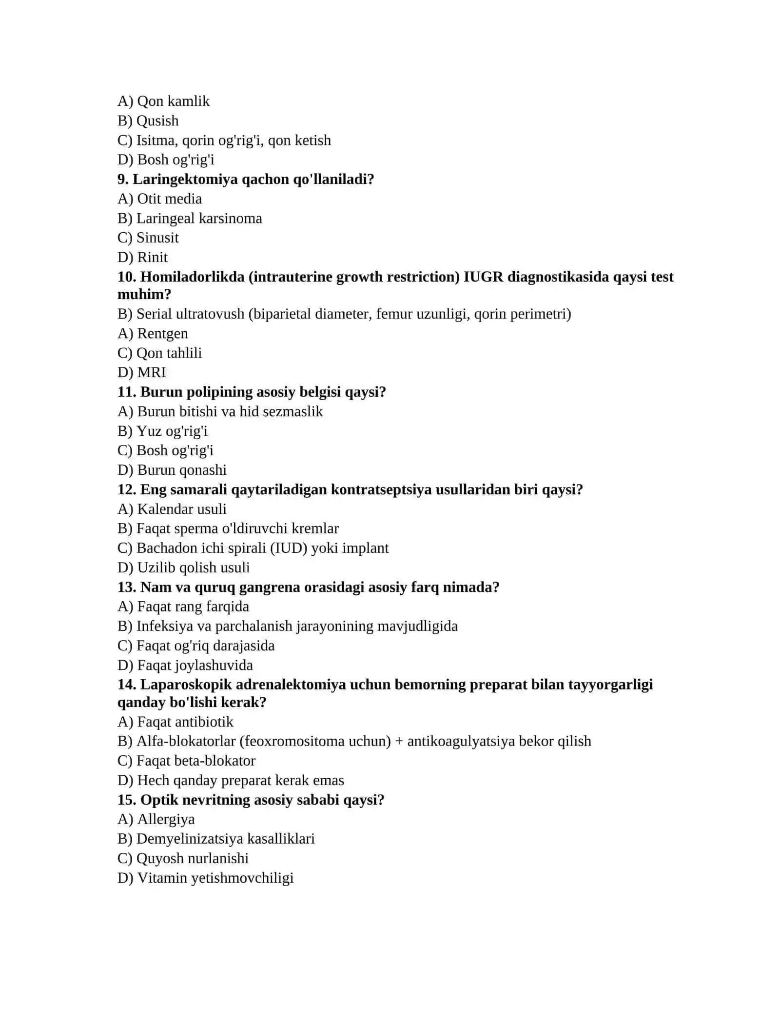 Terapevt testlari 2