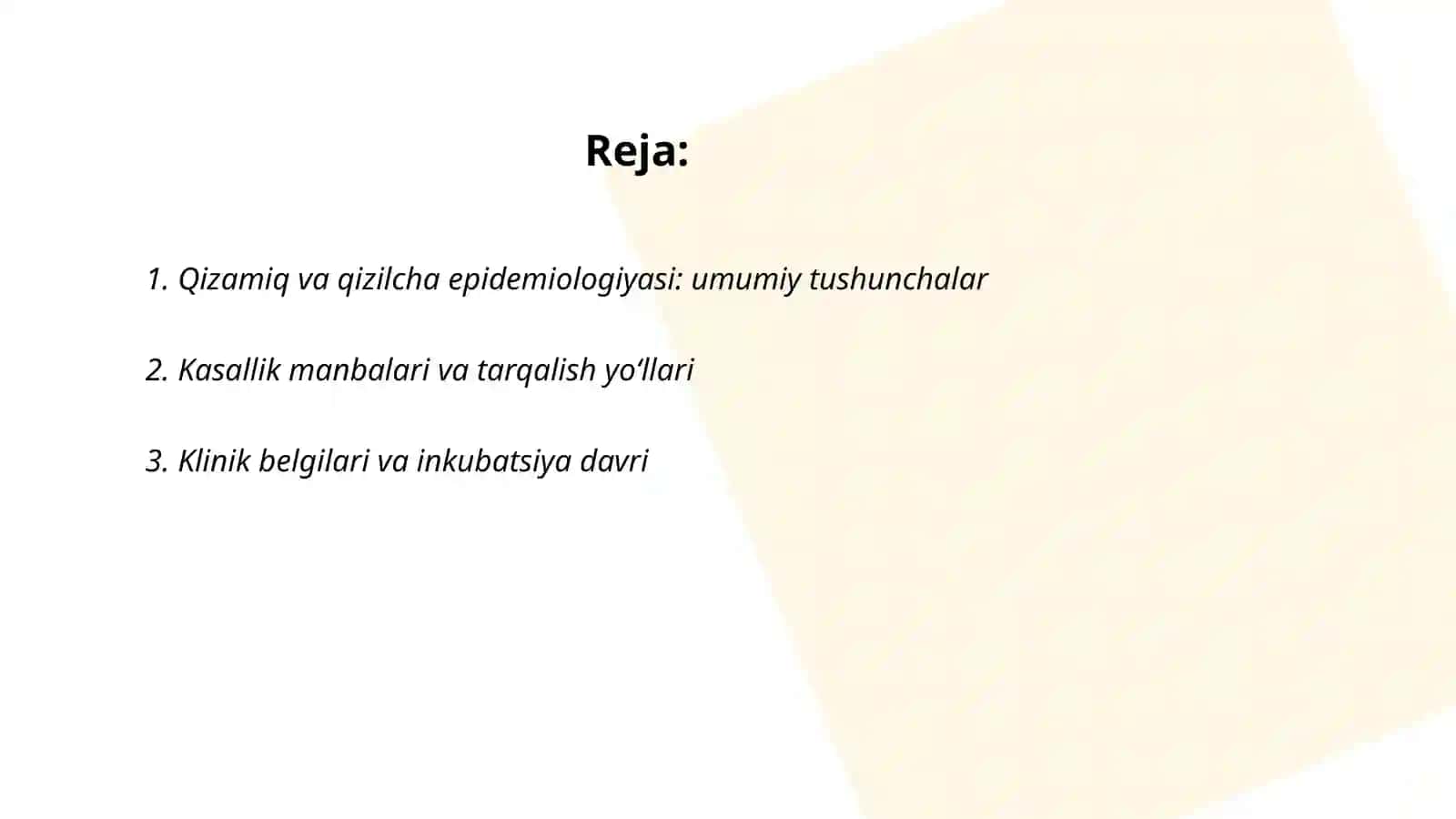 Qizamiq va Qizilcha kasalligi ustidan epidemiologik nazoratni tashkillashtirish va uning mazmuni o‘rgatish 2