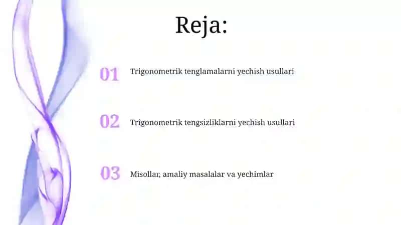 Trigonometrik tenglama va tengsizliklarni yechish metodikasi 2