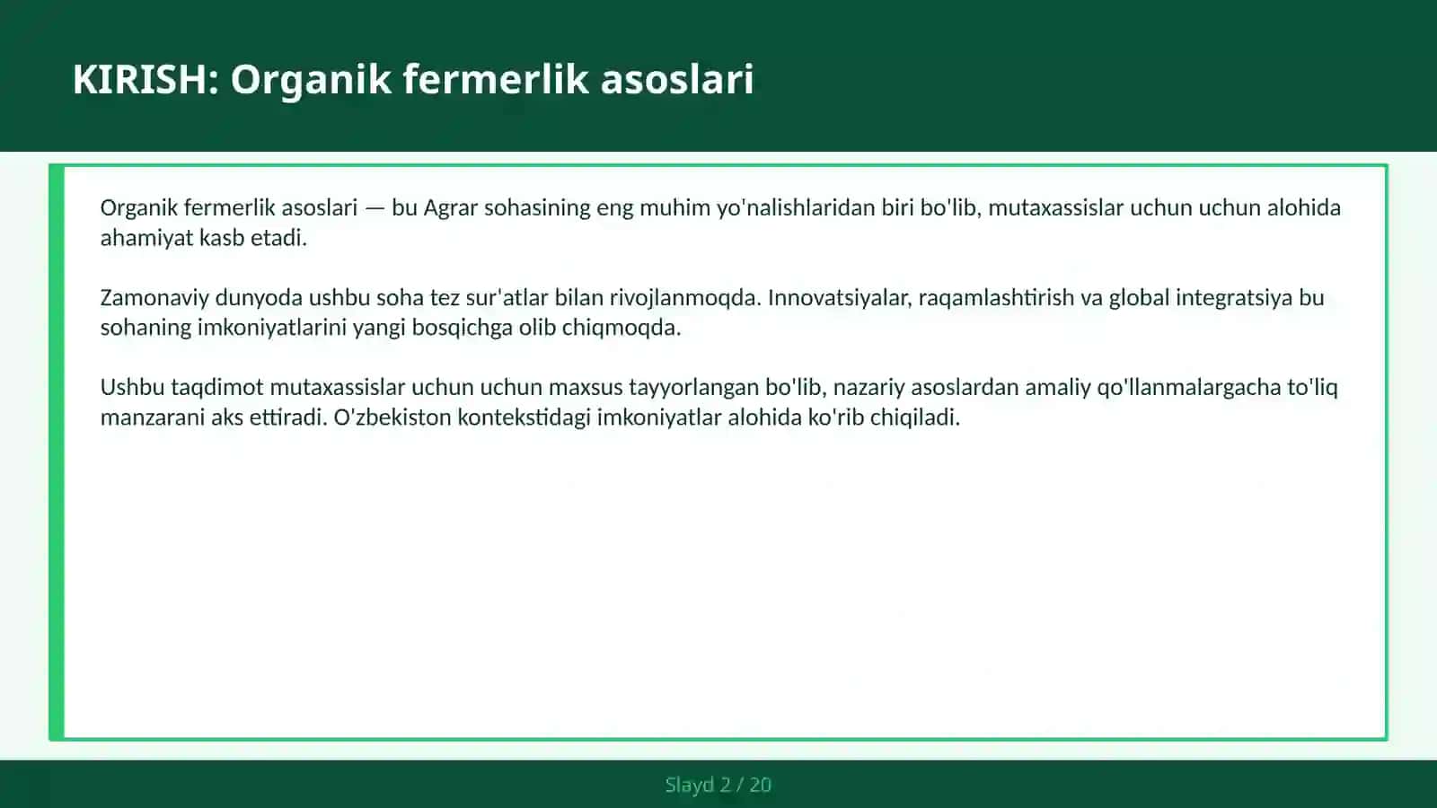 Organik fermerlik asoslari 2