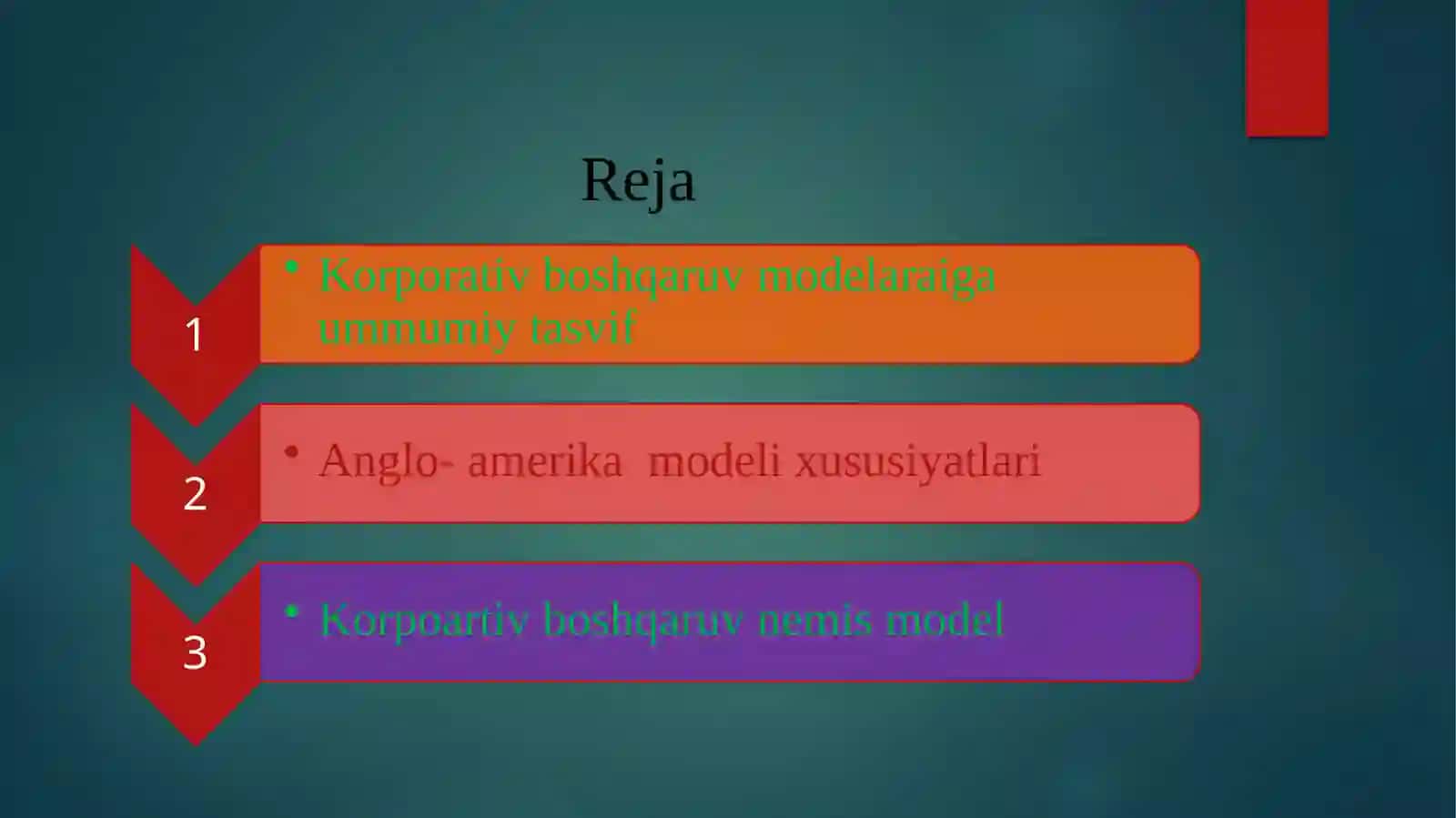 Korporativ boshqaruv zamonaviy amaliyot va modellari 2