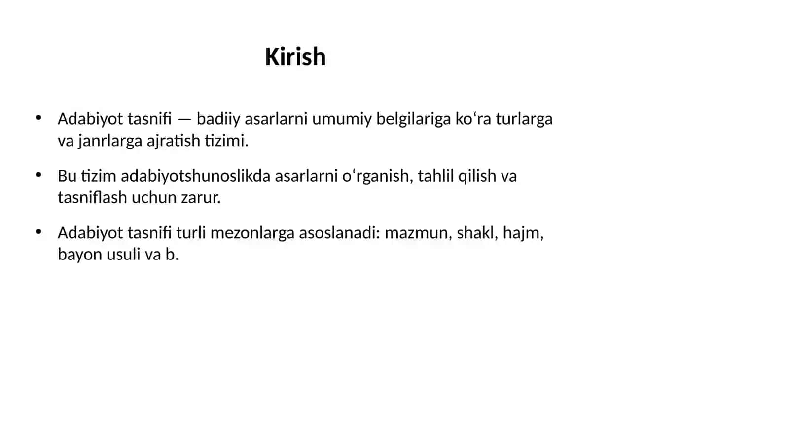 ADABIYOT TASNIFI 2
