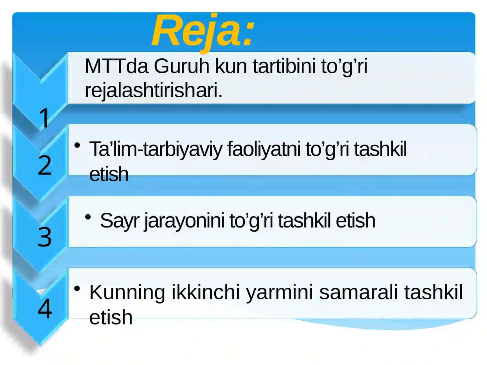 Maktabgachata’lim tashkiloti tarbiyachisining ish xujjatlari. MTTda Guruh kunitartibini to’g’ri rejalashtirish 2