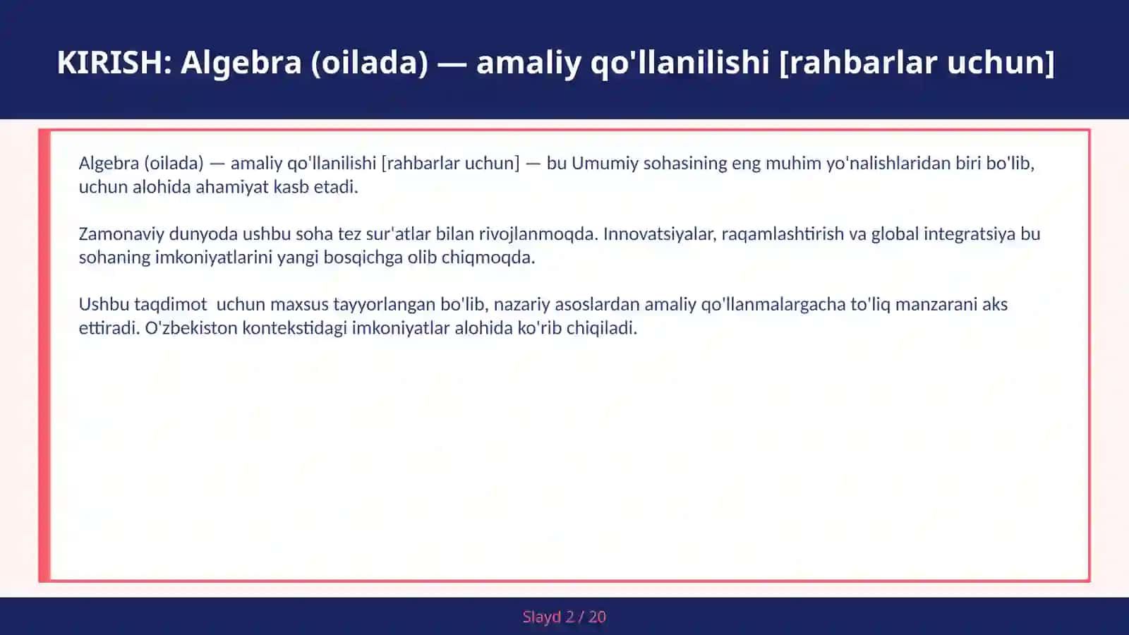Algebra (Oilada) - Amaliy Qo'llanilishi [Rahbarlar Uchun] 2