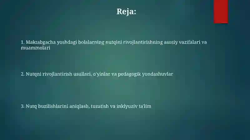 Maktabgacha kichik yoshdagi bolalar nutqini oʻstirish vazifalari va muommolar 2