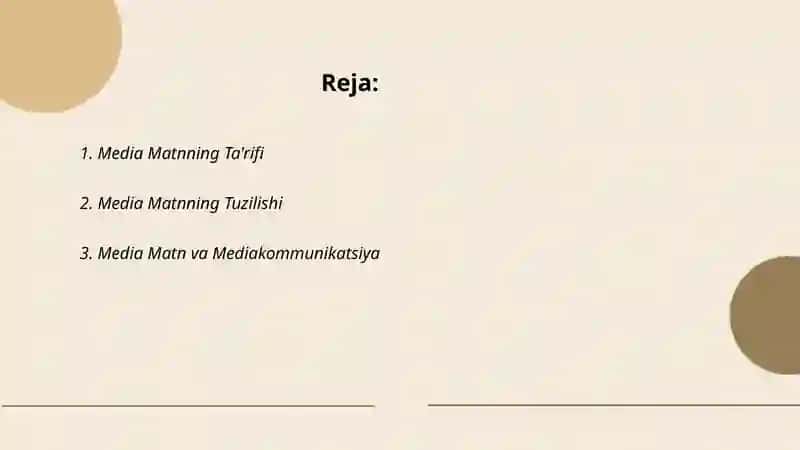 Media Matnning Ta'rifi 2