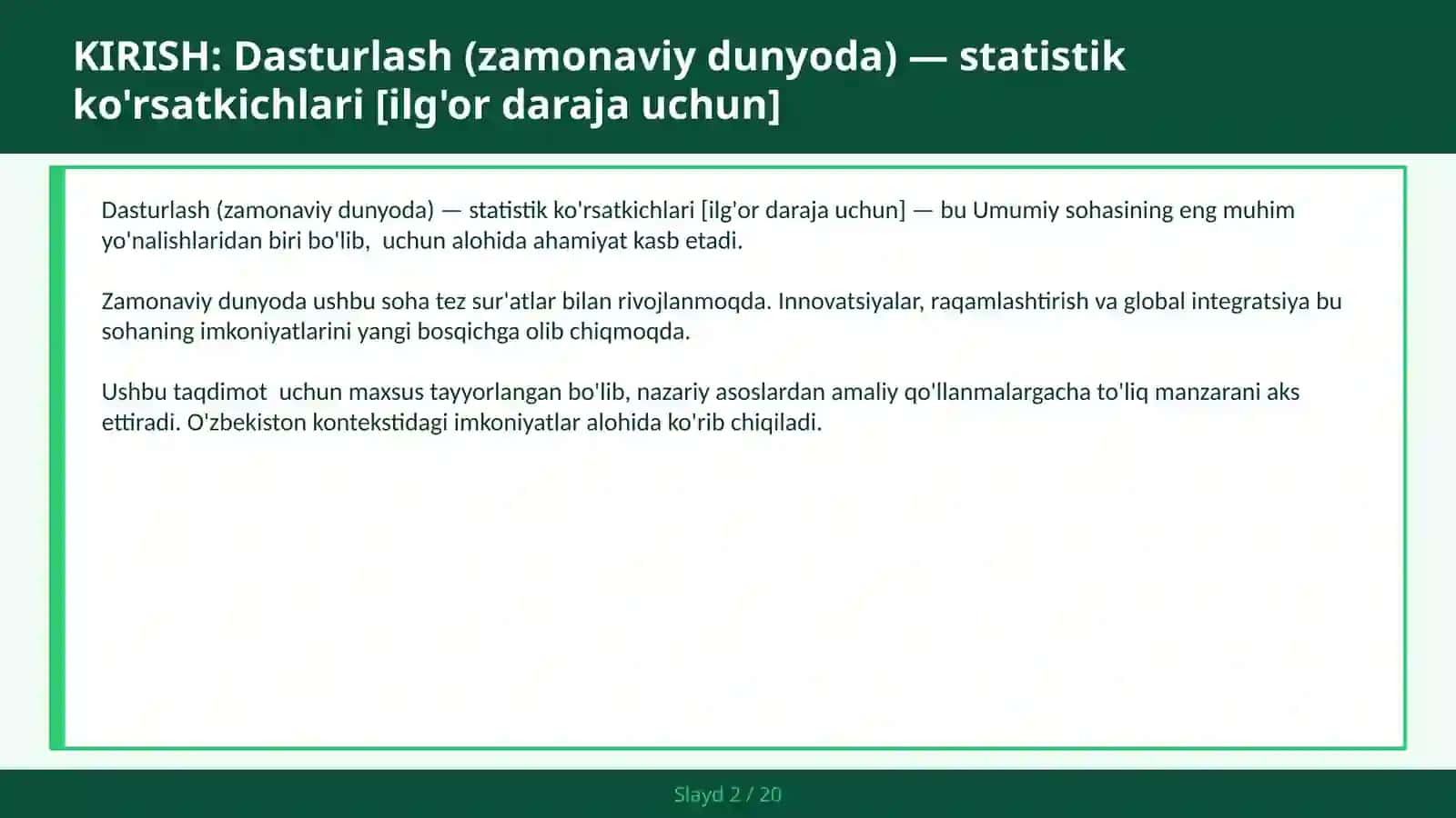 Dasturlash (zamonaviy dunyoda) — statistik ko'rsatkichlari [ilg'or daraja uchun] 2