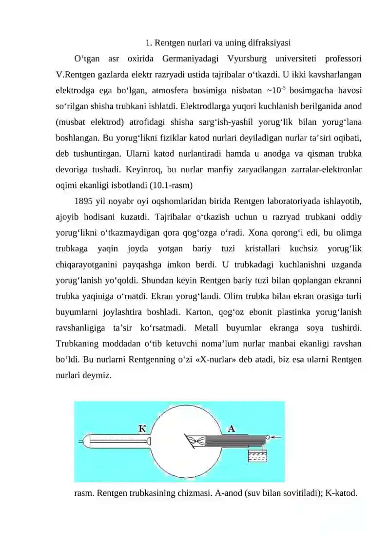 Rentgen nurlari va uning difraksiyasi 2