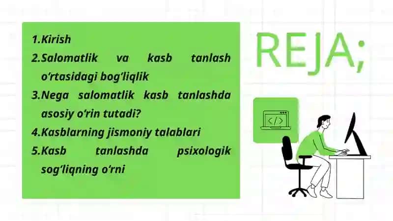 Kasbtanlashda Salomatlikning Ahamiyati va Kasblarning Tibbiy Jihatdan Nomuvofiqligi 2
