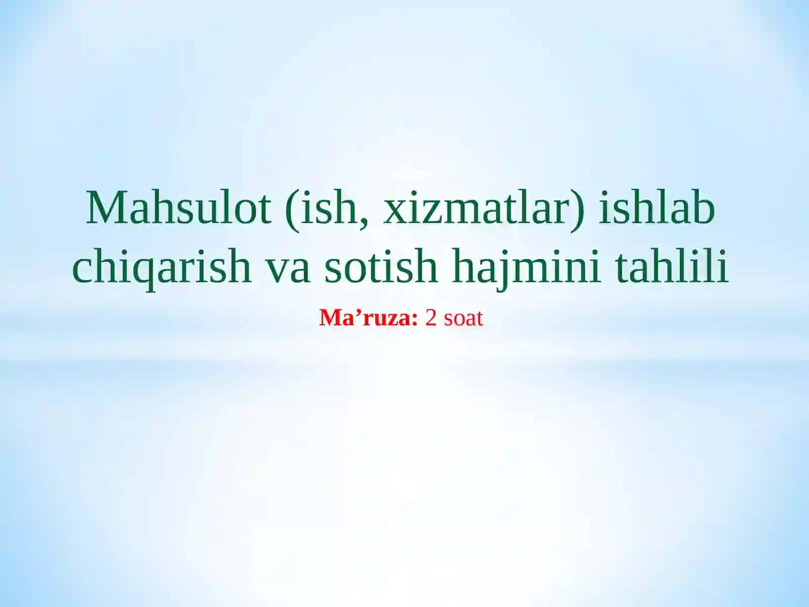 IQTISODIY TAHLIL FANI TAQDIMOTI 2