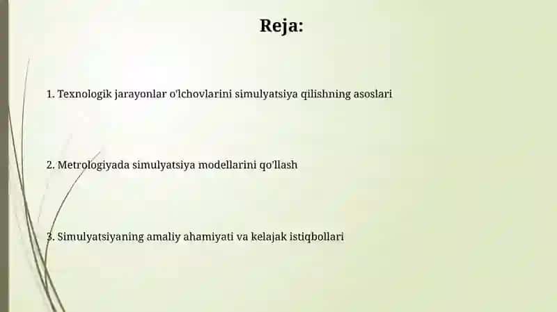 Texnologik jarayonlar o'lchovlarini simulyatsiya qilishning asoslari 2