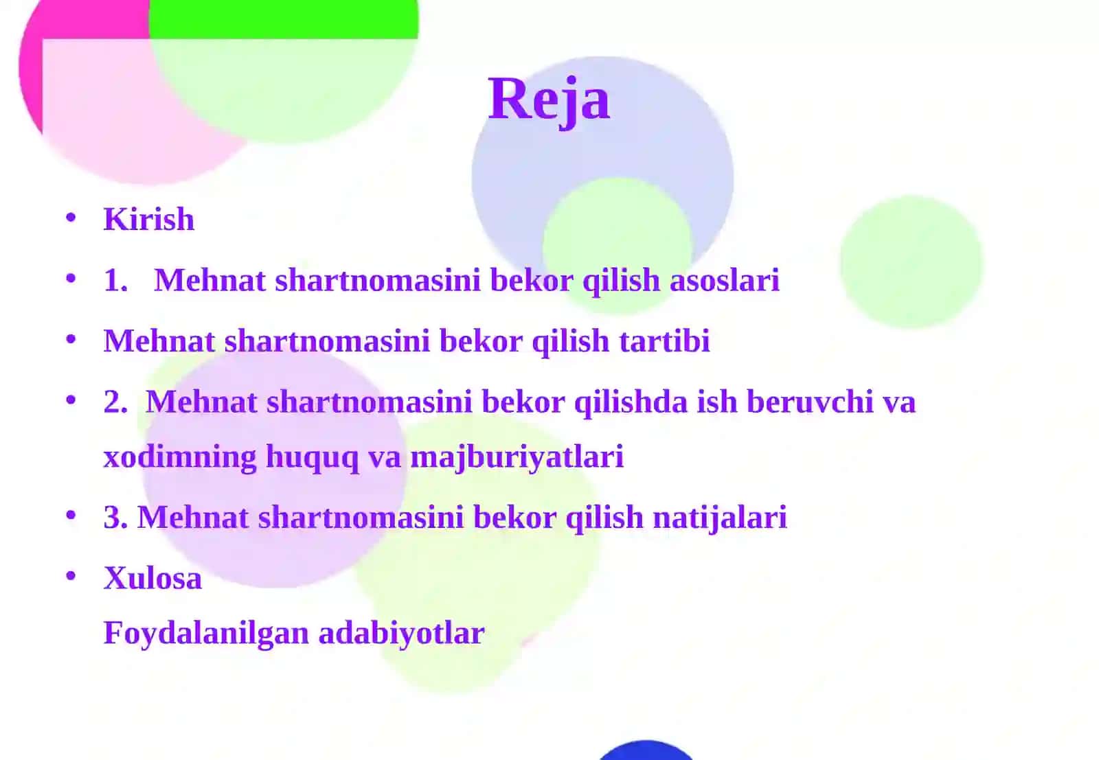 Mehnat shartnomasini bekorqilish 2