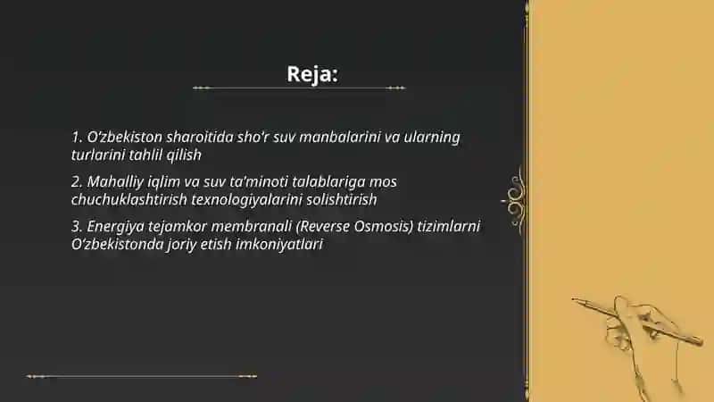 Oʻzbekiston sharoitida shoʻr suvlarni chuchuklashtirish gʻoyasini yaratish 2
