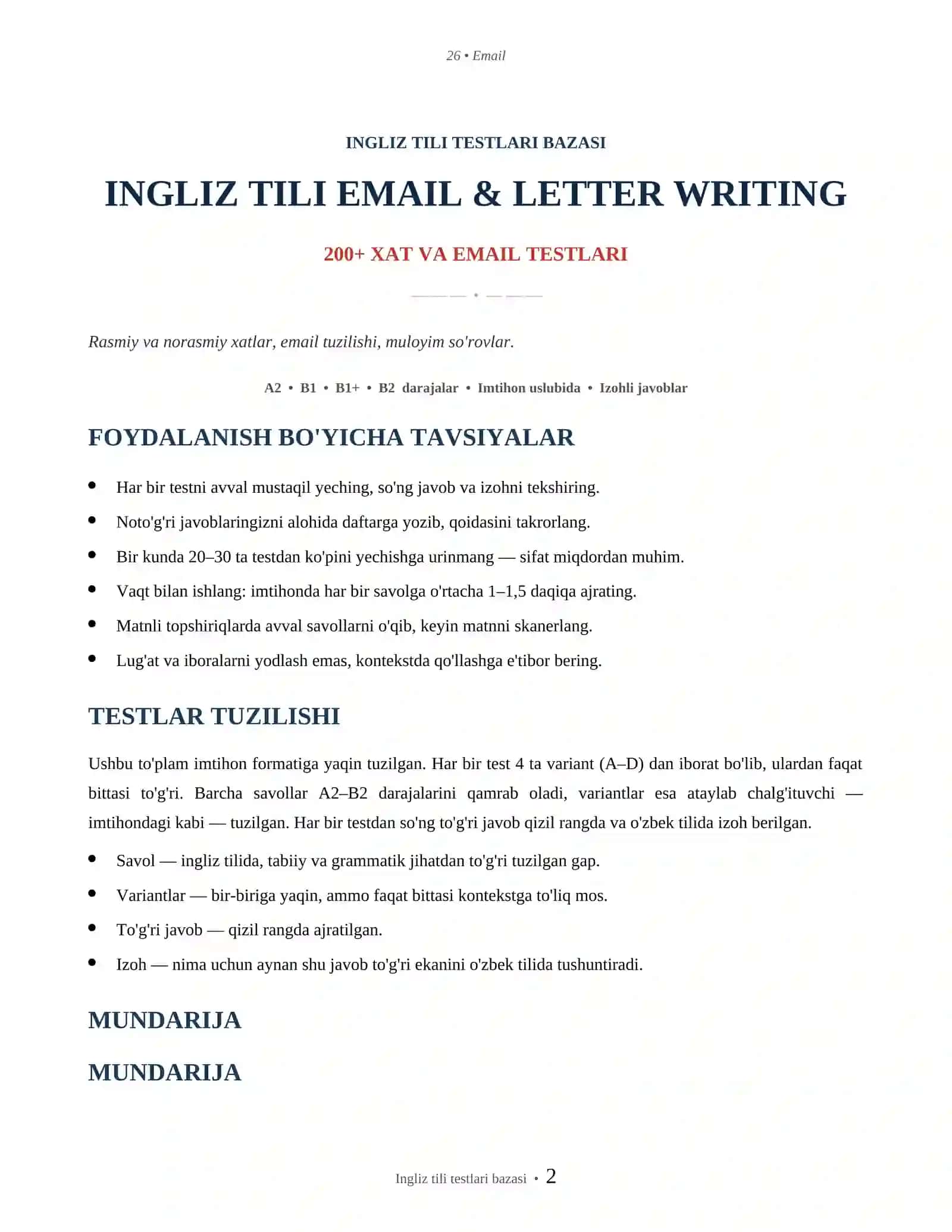 INGLIZ TILI EMAIL & LETTER WRITING 2