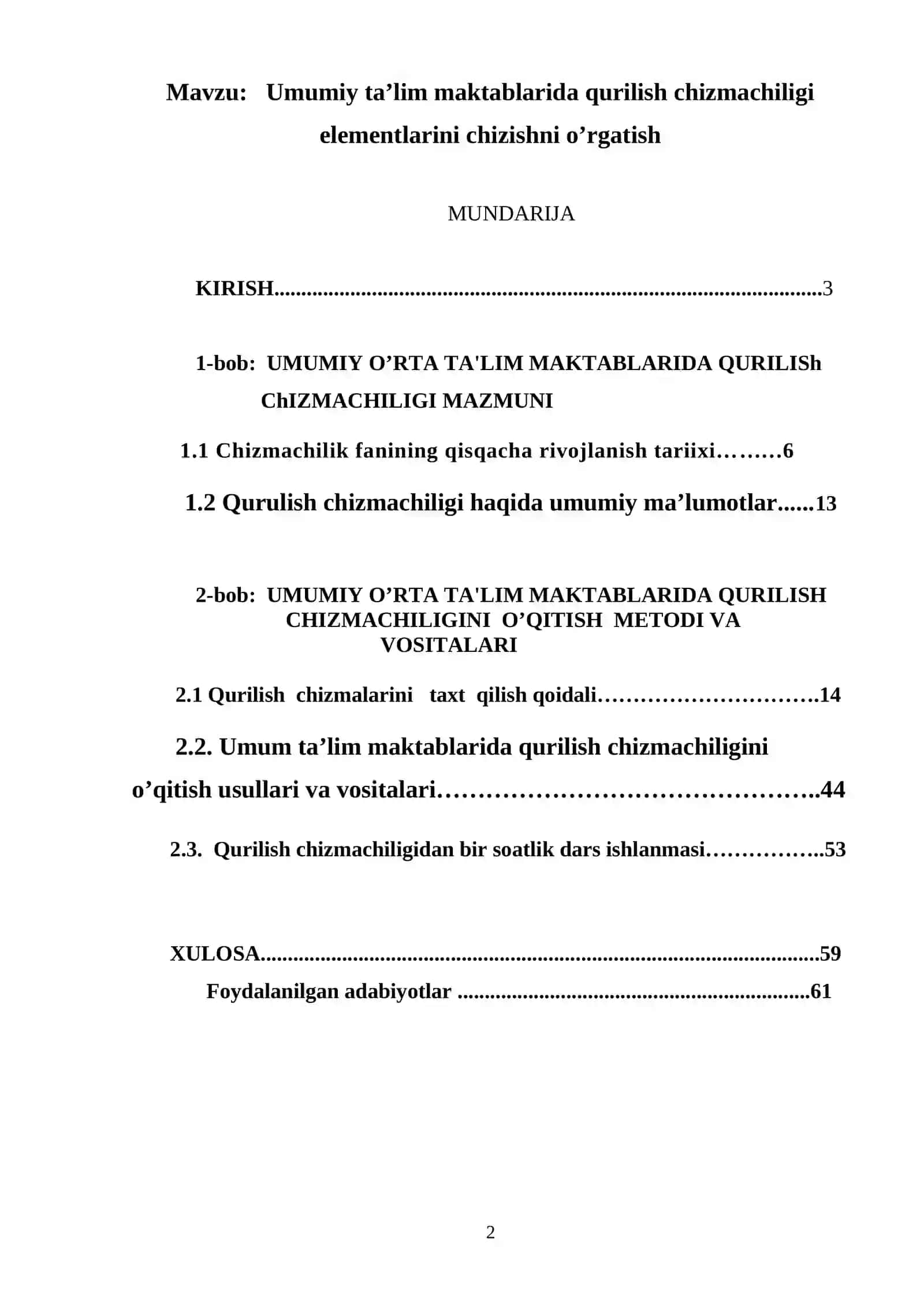 Umumiy ta’lim maktablarida qurilish chizmachiligi elementlarini chizishni o’rgatish 2