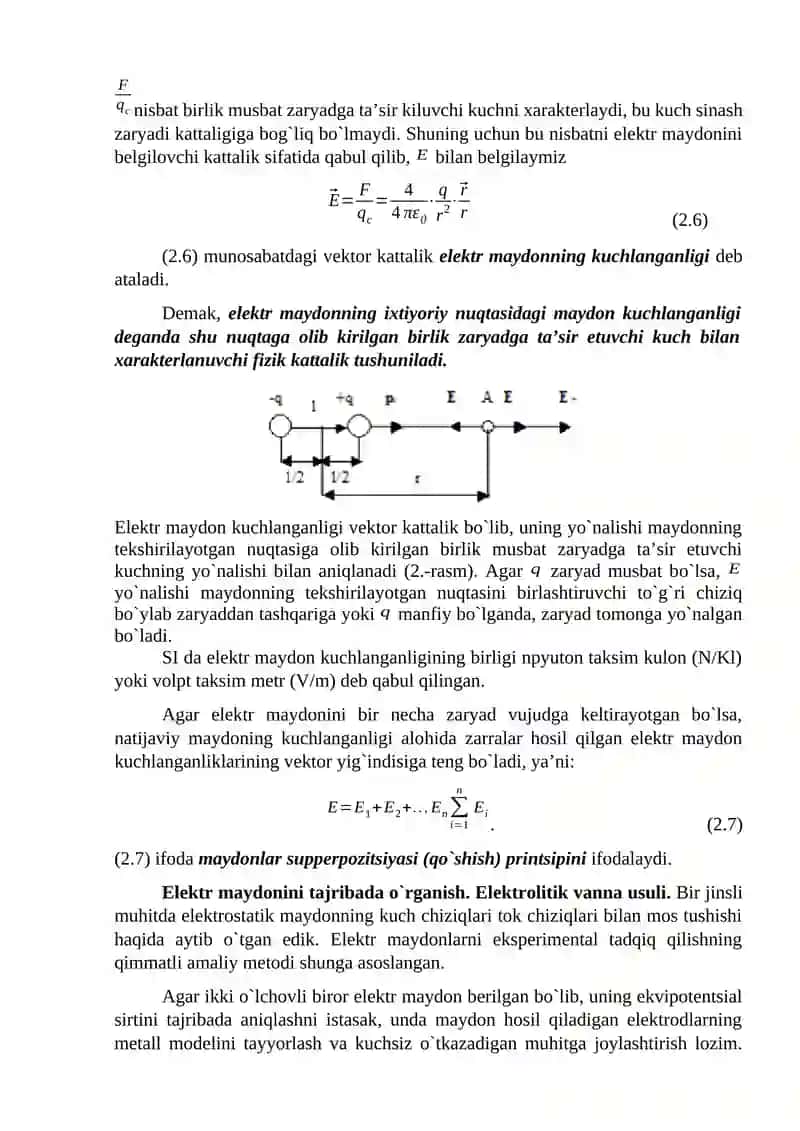 Elektr maydoni va unnng asosiy xarakteristikalari 2