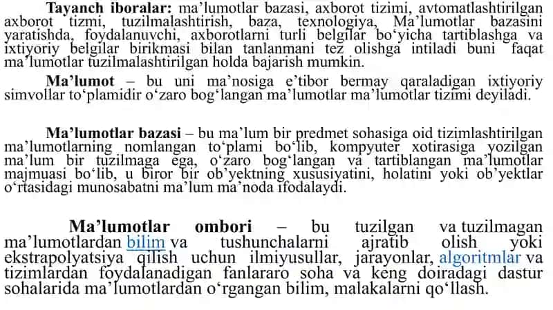 Ma’lumotlar bazalari va katta xajmdagi ma’lumotlar bilan ishlash texnologiyalari 2