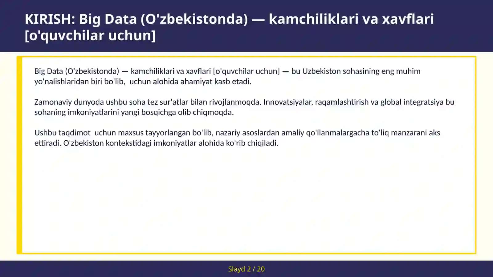 Big Data (O'zbekistonda) — kamchiliklari va xavflari [o'quvchilar uchun] 2