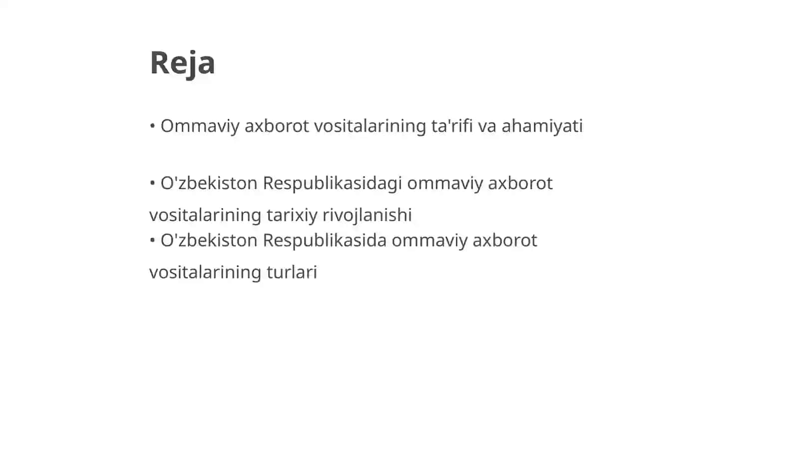 O'zbekiston Respublikasida ommaviy axborot vositalarining faoliyati 2