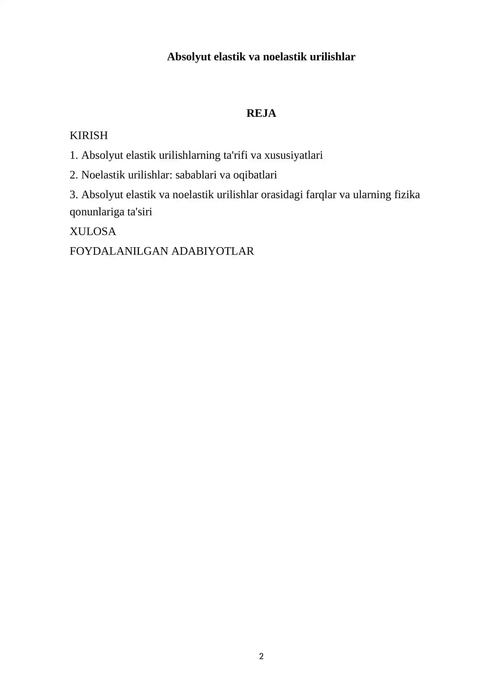 Absolyut elastik va noelastik urilishlar 2