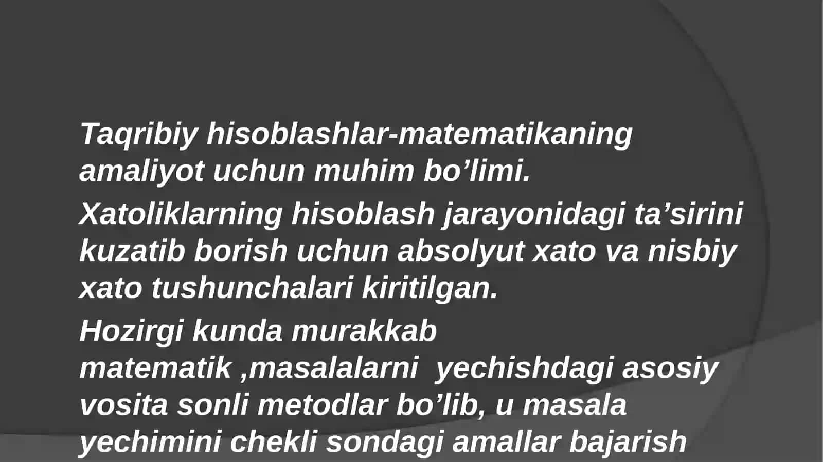 Taqribiy Hisob 2