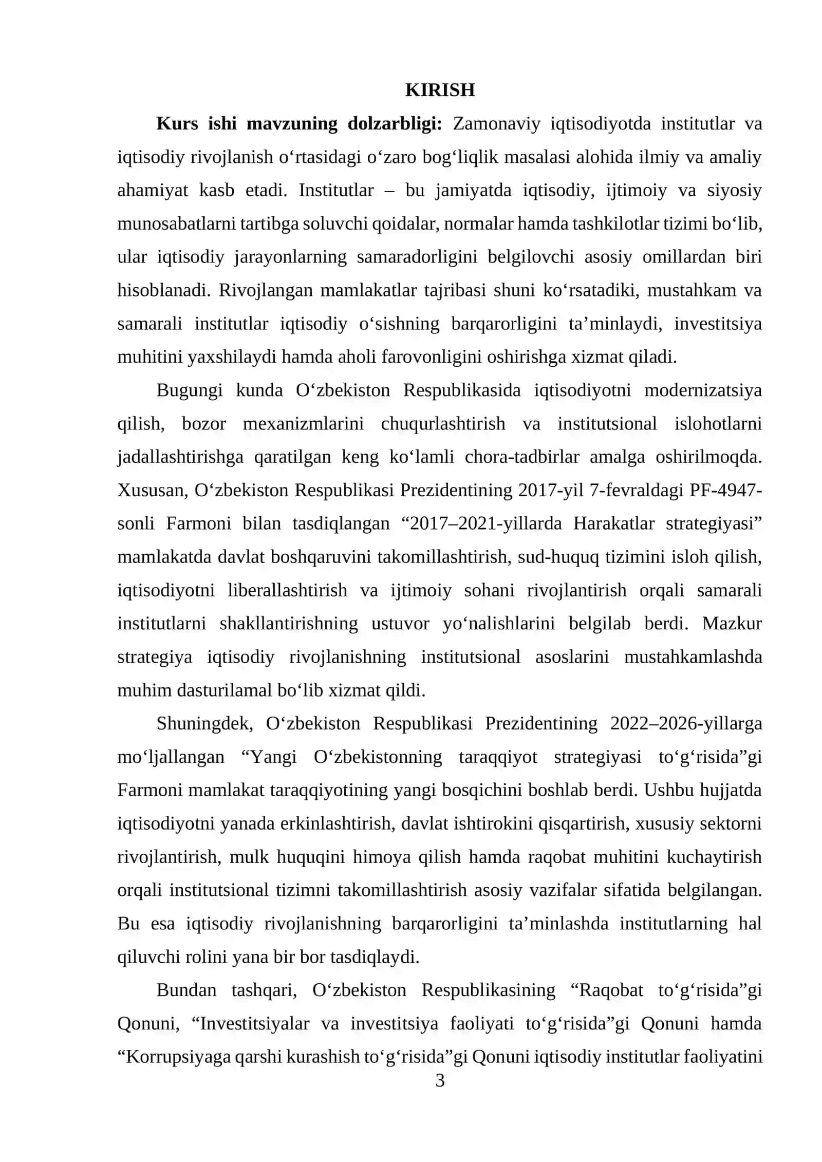 Institutlar va iqtisodiy rivojlanish oʻrtasidagi munosabatlar tahlili 2