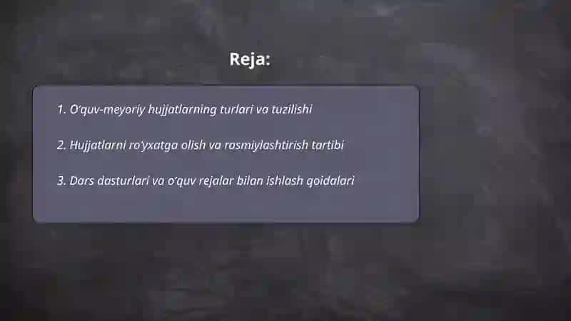 Boʻlajak oʻqituvchilarning oʻquv meyoriy hujjatlar ish yuritishi 2