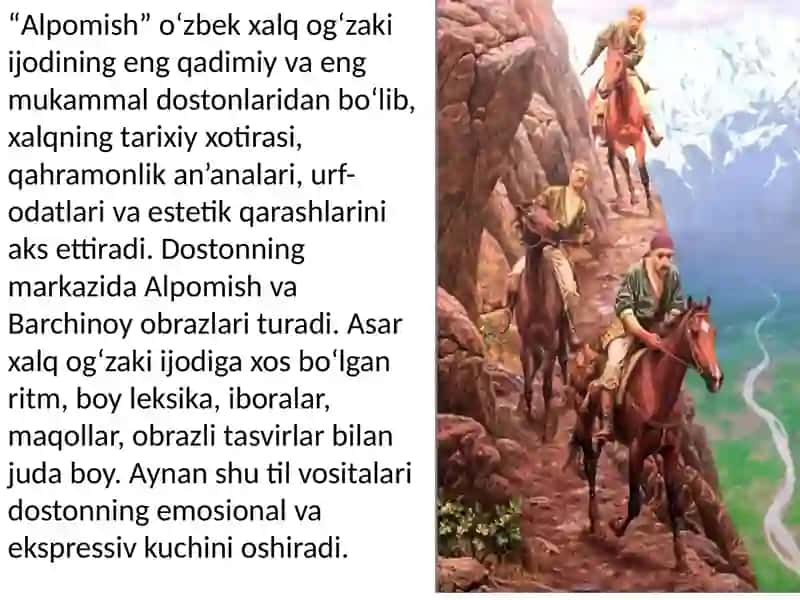 “Alpomish” dostonida emosional-ekspressivlikni ta’minlovchi stilistik birlikla 2