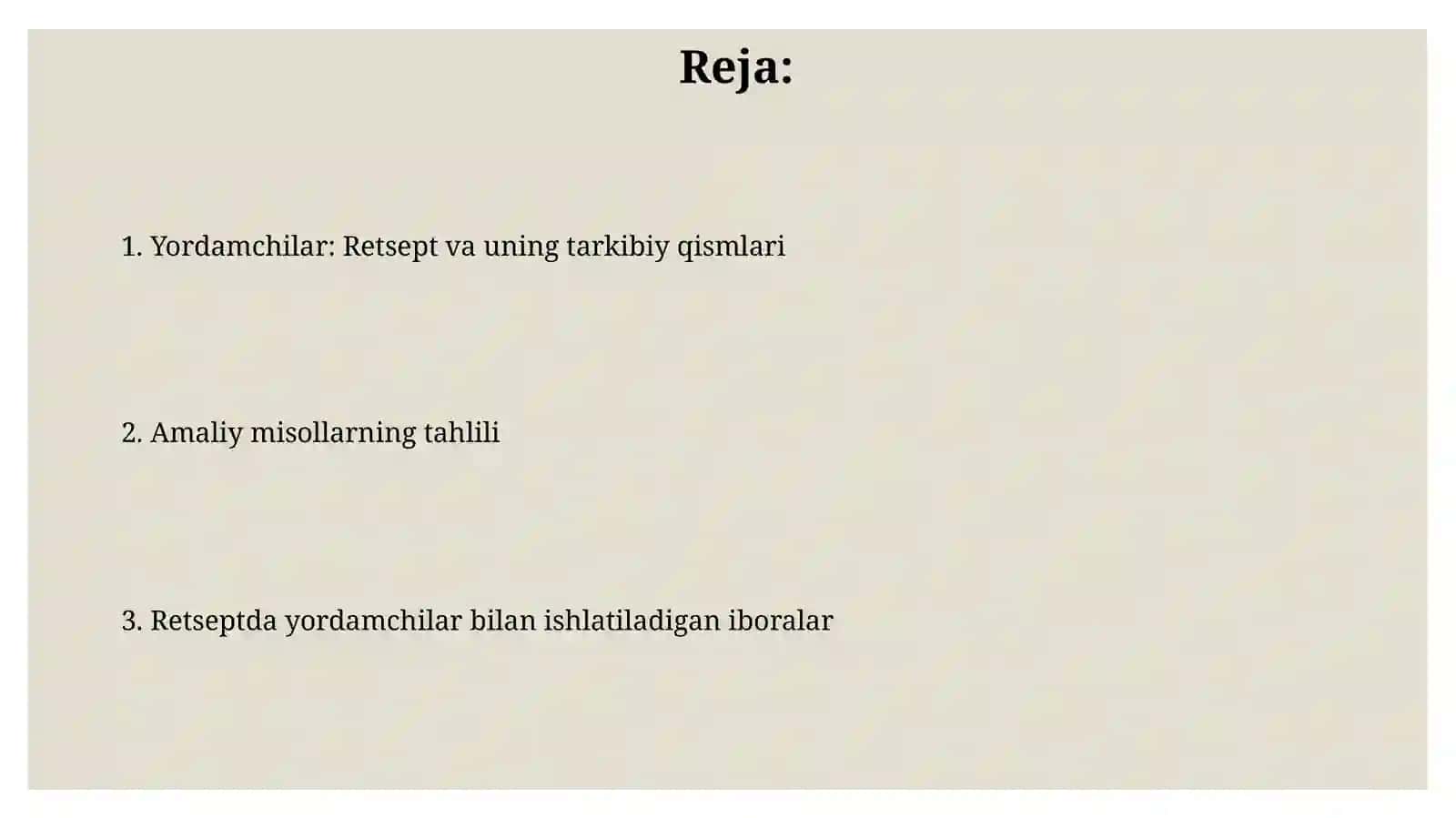 Koʻmakchilar. Retsept va uning tarkibi. Koʻmakchilar bilan qoʻllaniladigan Retseptura iboralari 2
