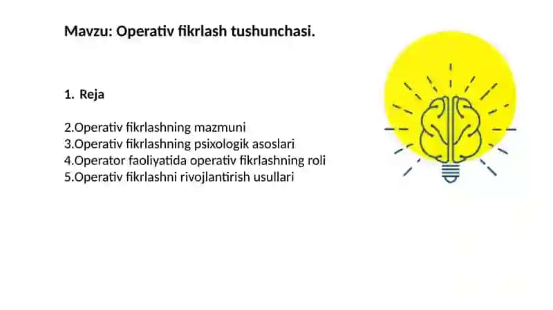 Operativ fikrlash 2