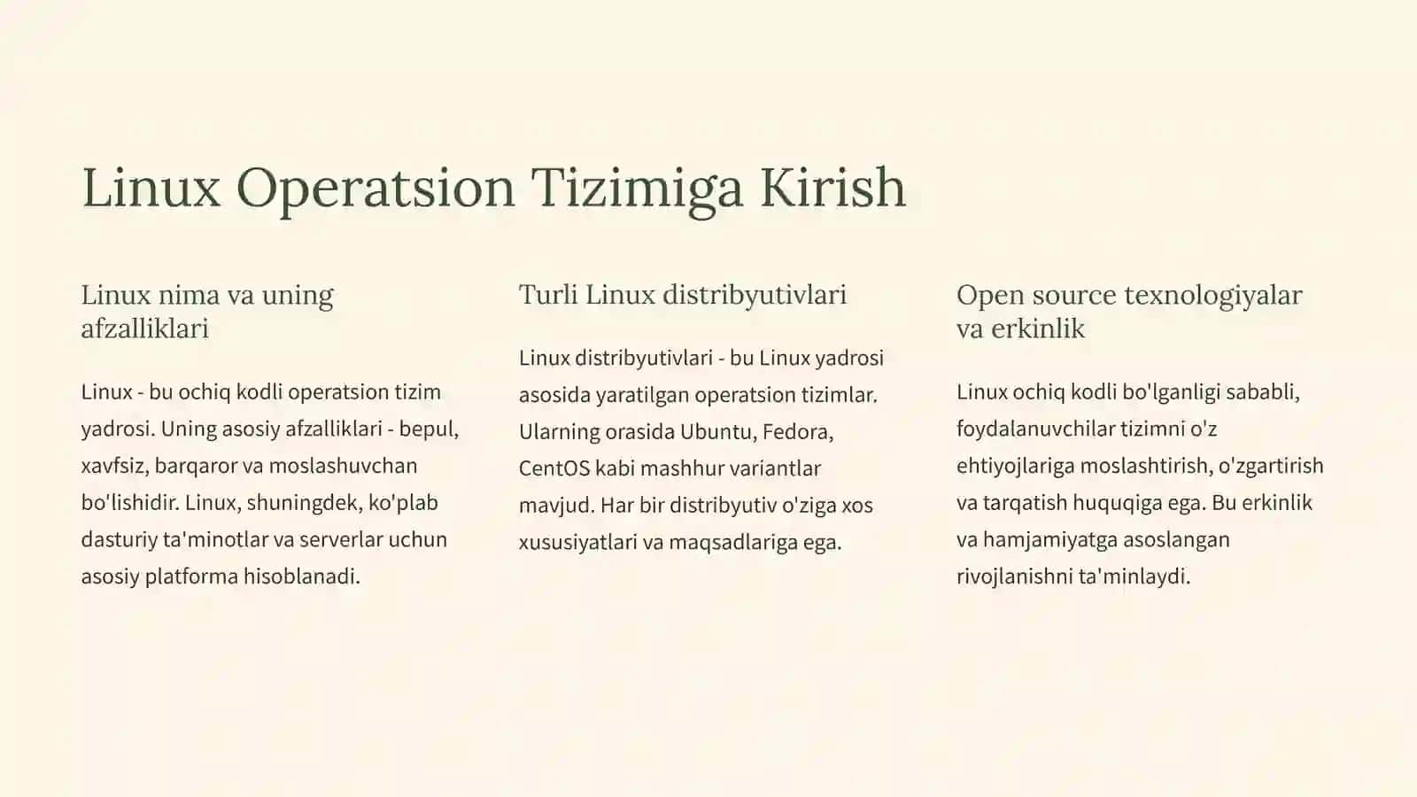 Linux OS: O'rnatish va Konfiguratsiya Qilish 2