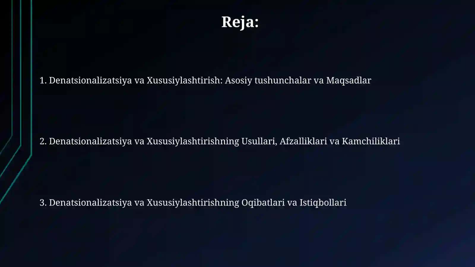 Mulkni davlat tasarrufidan chiqarish va nodavlat shakllariga o'tkazish jarayonlari 2