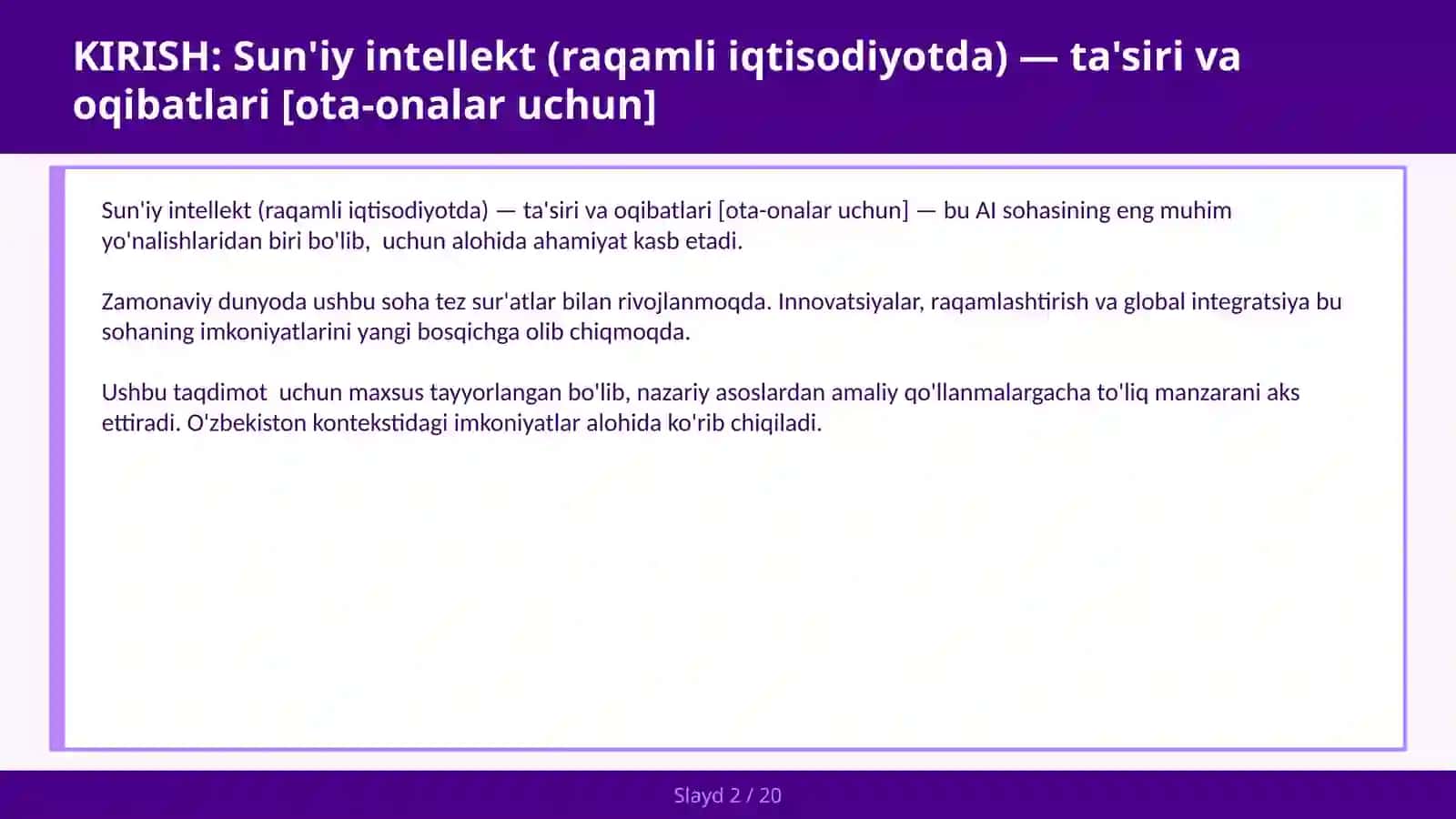 Sun'iy intellekt (raqamli iqtisodiyotda) — ta'siri va oqibatlari [ota-onalar uchun] 2